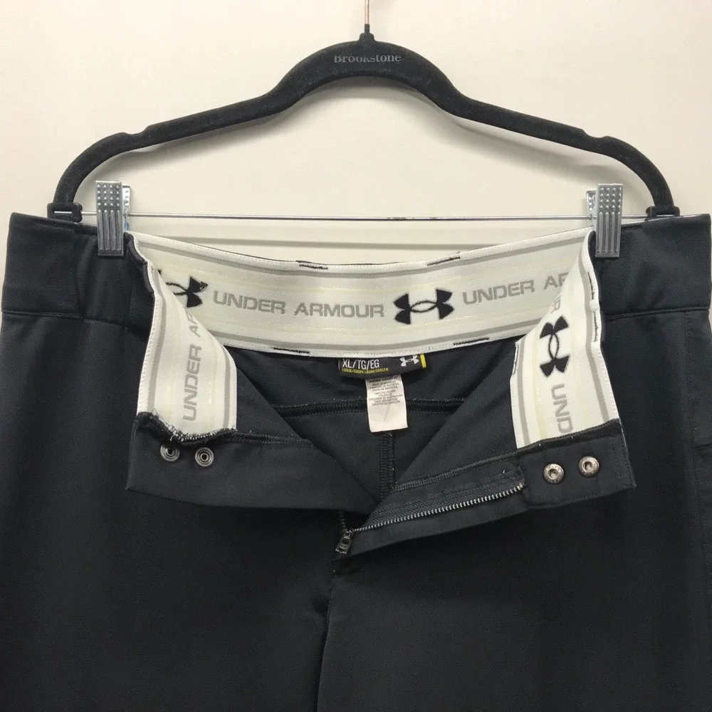Under Armour Baseball Pants Loose Men's XL Straight Black Stretch Belted Logo